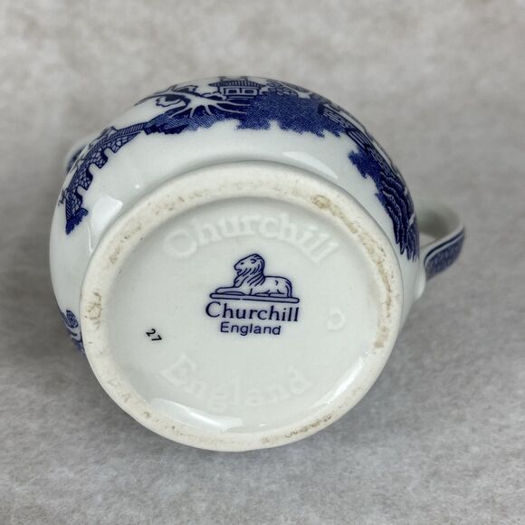 Churchill Blue Willow Creamer & Sugar Bowl With Lid Made in England - Picture 12 of 12